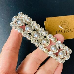 Vintage Look, Monet Silver-Tone Ball & Crystal Stretch Bracelet